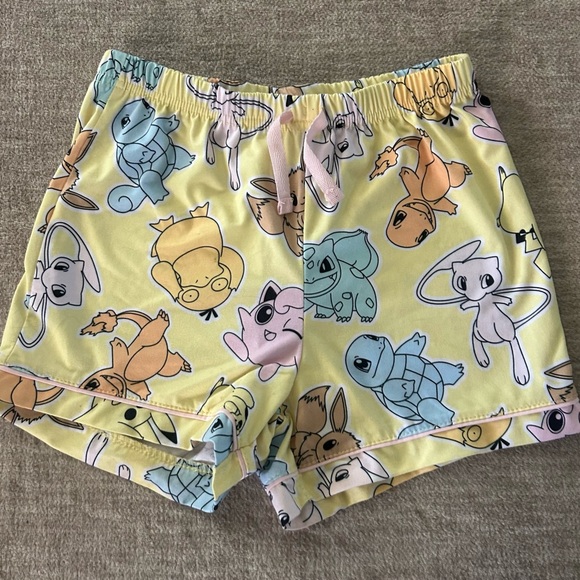 Pokémon Girls Pajama Set Size M (7/8) Yellow Button-Up Short Sleeve 2PC - Picture 6 of 9